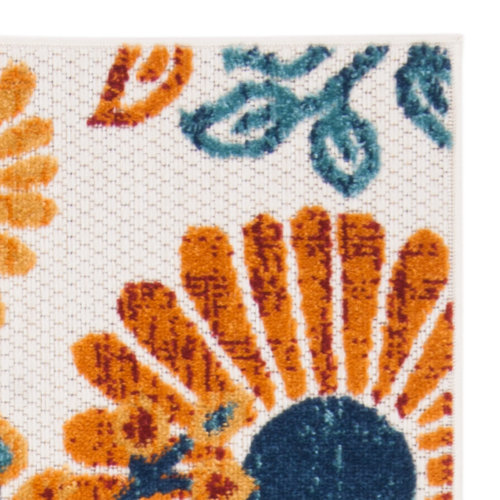 Ebern Designs Kellems Floral Creme / Red Indoor / Outdoor Area Rug